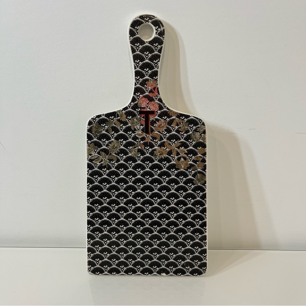 Anthropologie ELIZA TILE  Monogram Initial T Cheese Cutting Board Stoneware